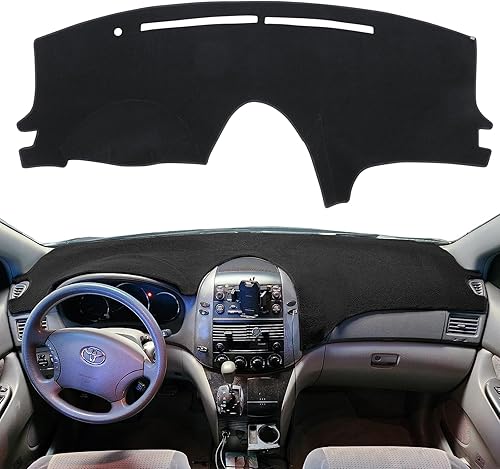 Cubierta de salpicadero compatible con Toyota Sienna 2004 2005 2006 2007 2008 2009 2010 cubierta protectora de tablero (negro)