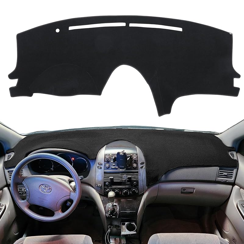 Capa para Painel Toyota Sienna 2004 a 2010 HanLanKa Preta para Direção à Esquerda
