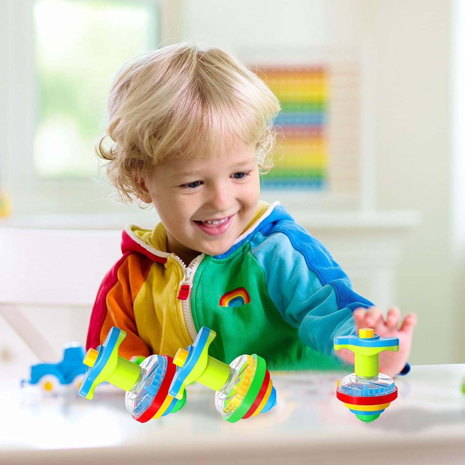 Buy Light Up Spinning Tops for Kids, LED Light Up Flashing UFO Spinning