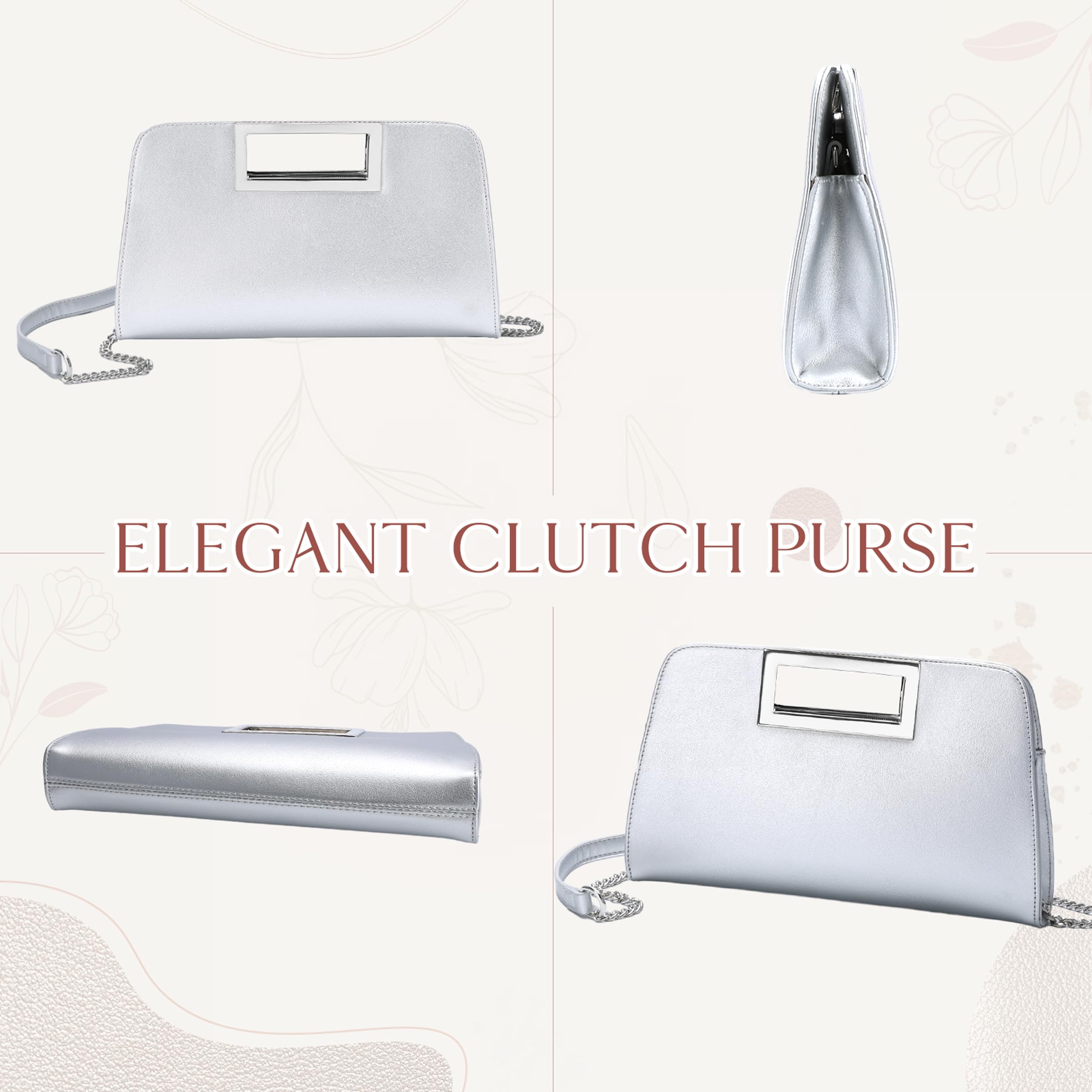 VASCHY Bolso Fiesta Mujer, Bolso de Mano Moda Cartera de Mano de Cuero Vegano Bolso de Hombro Bolso Bandolera Clutch de Mujer para Ceremonia Boda Novia Baile Fiesta