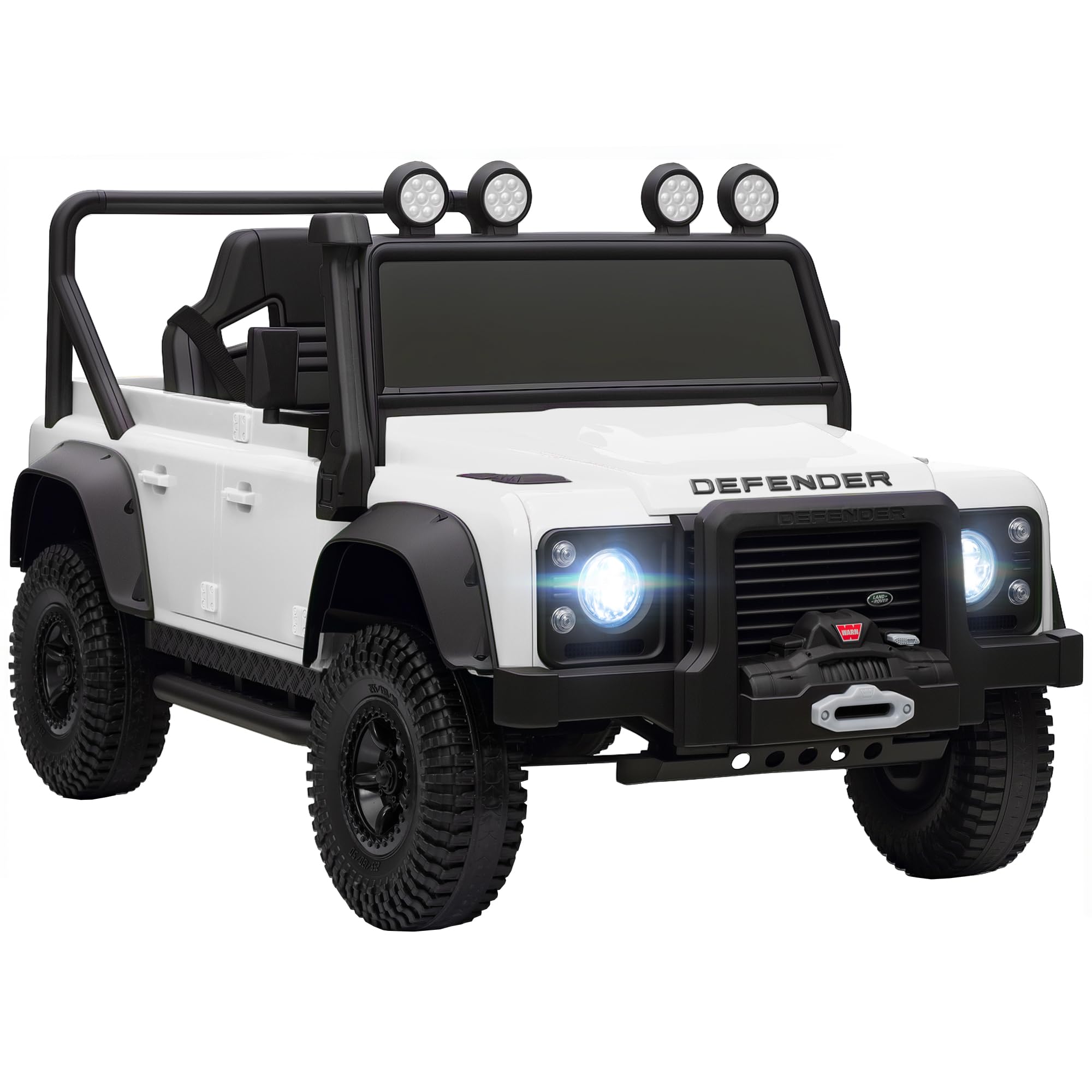 AIYAPLAY Coche Eléctrico para Niños con Licencia Land Rover 12V Coche de Batería para Niños con Control Remoto Sistema de Suspensión USB MP3 Velocidad Ajustable Faros Blanco