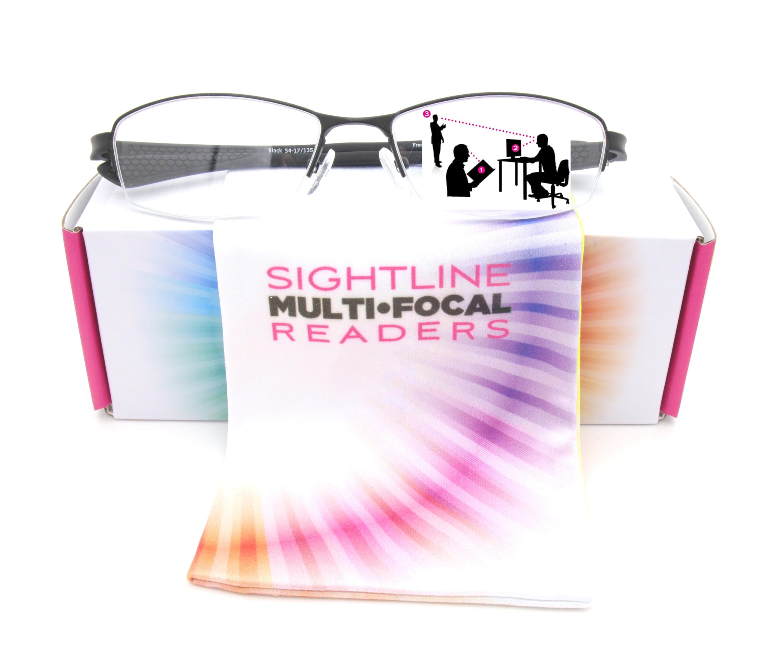 Sightline T611 Progressive Reading Glasses for Women and Men Premium Optical Frame XL Wide Fit