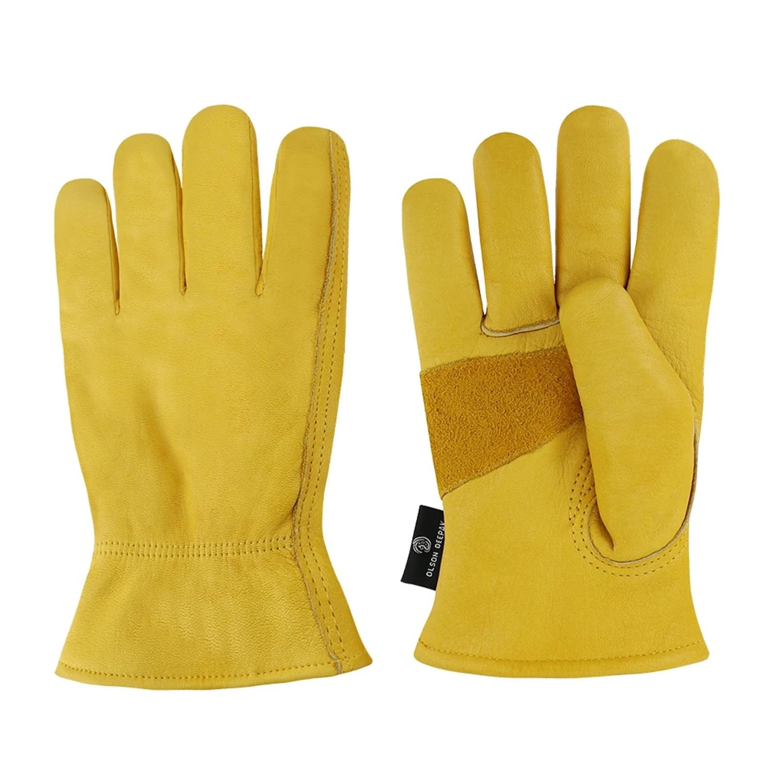 Generico Guanti da lavoro in pelle bovina foderati in pile | Guanti termici invernali in pelle for uomini e donne for lavori con tempo freddo(2 pairs,L)