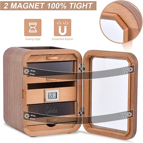 Miniatura 4 de Gabinete con tapa de vidrio, caja de almacenamiento de madera de nogal (capacidad 100-150)