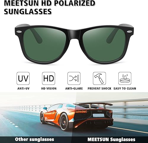 Miniatura 2 de MEETSUN Lentes de sol polarizados para hombres y mujeres, clásicos, retro, para conducir, protección UV400