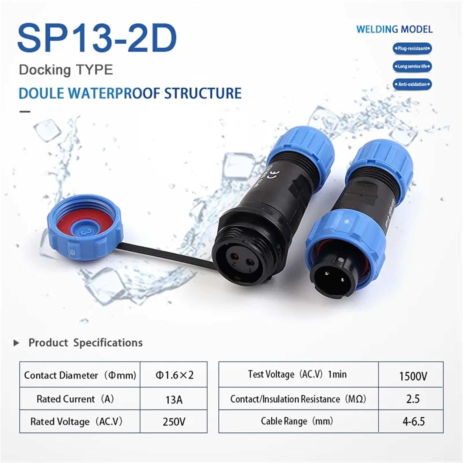 SP13 Docking Type Waterproof Connectors Male Female Socket IP68 Electrical Cable Wire Connector Pin(SP13-5D)