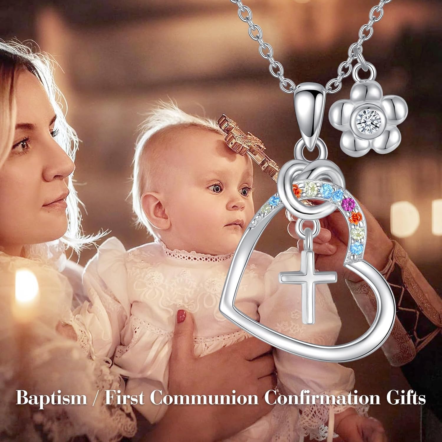 AOBOCO Cross Necklace Birthstone Jewelry Baptism First Communion Confirmation Gifts Necklace for women - Image 6