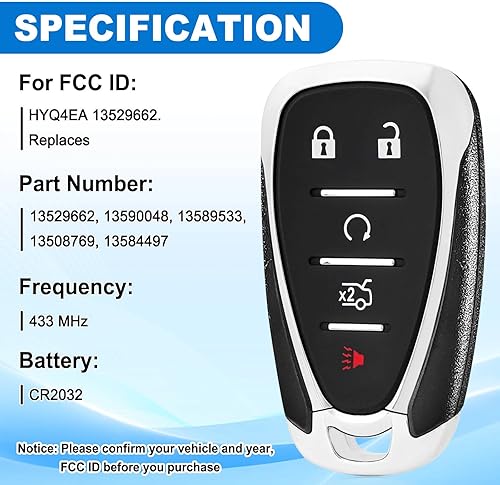 Miniatura 3 de Llavero de coche para Chevy Malibu control remoto inteligente de entrada sin llave de proximidad para Chevy Cruze Camaro 2016 2017 2018 2019 2020