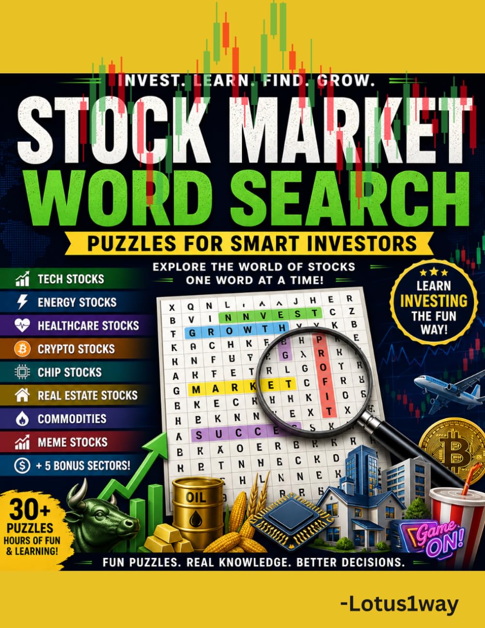 Stock Market Word Search Puzzle Book: Invest. Learn. Find. Grow