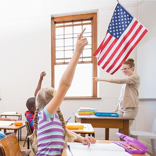 Miniatura 7 de Newwiee Bandera estadounidense para aula, 2 x 3 pies, resistente a la decoloración, bandera estadounidense grande con poste para pared interior y