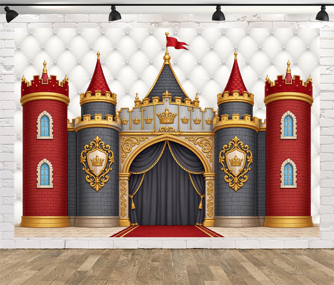 BELECO 3x2.5m Sfondo in tessuto Castello Fiabesco Reale | Castello Regno Tappeto Rosso Medievale Sfondo Festa Compleanno Principe Principessa Telo Di Sfondo