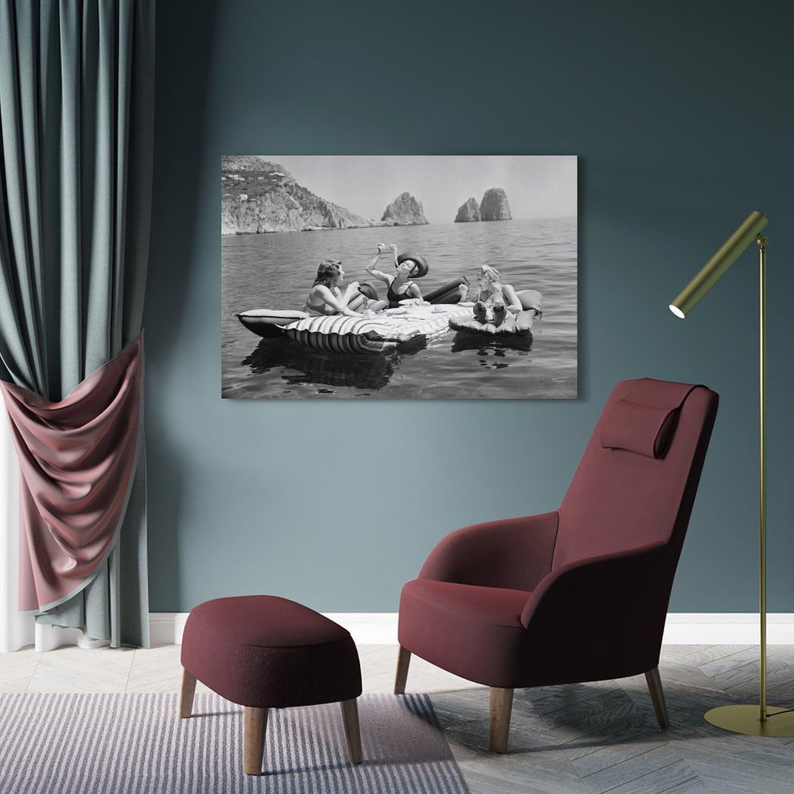 YiXong Poster decorativo da parete su tela, motivo: donne che mangiano pasta sul lago, poster decorativo moderno per la camera da letto, 50 x 75 cm