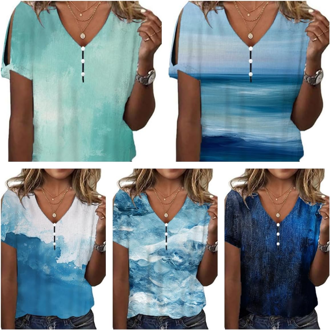 Boho Tops for Women Hippie Cold Shoulder Tops for Women Casual Womens Summer Tops Short Sleeve Trendy Ladies Tops