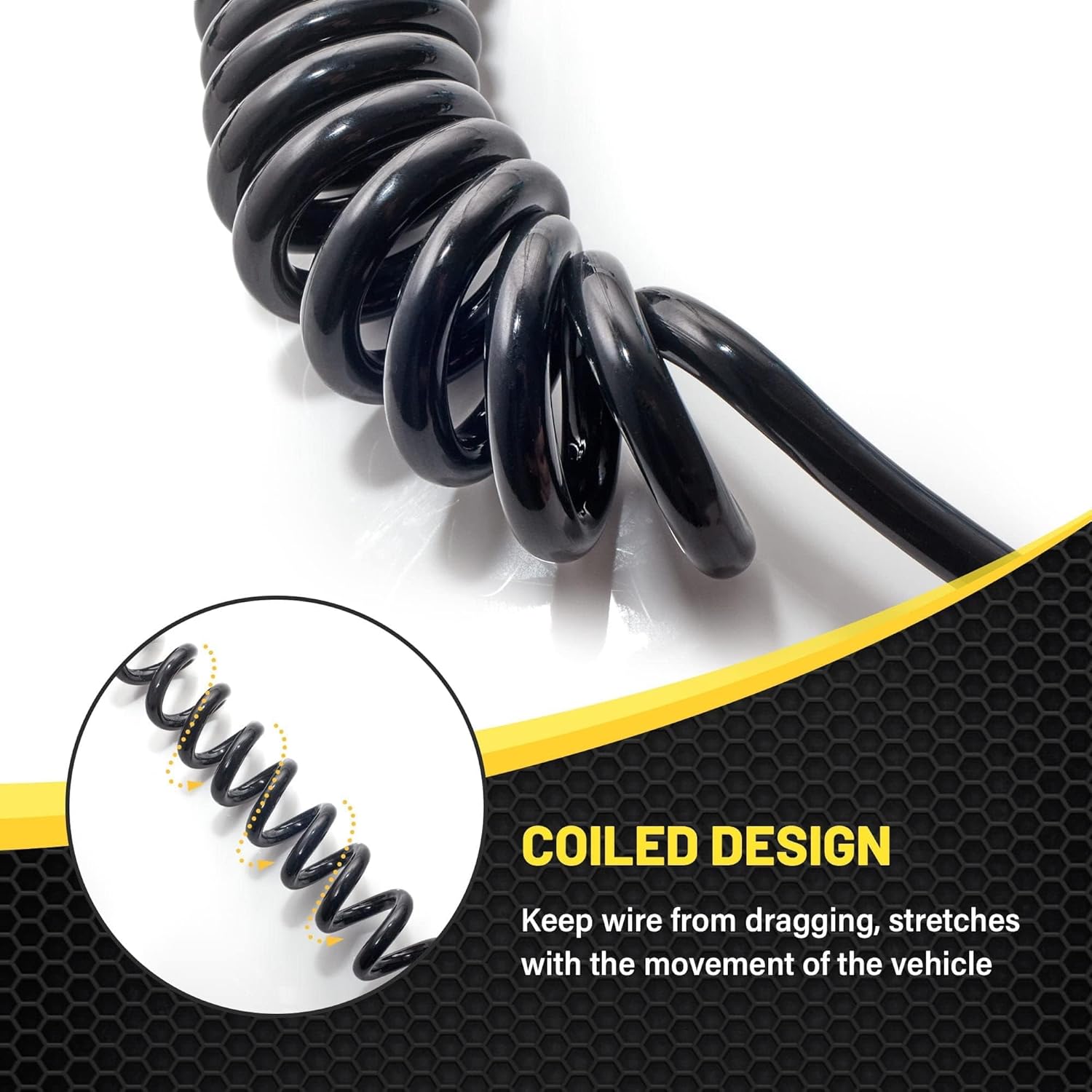 Oyviny 4 Pin 5 Wire Trailer Wiring Harness 18 Inches 16AWG + 4 Pin Trailer Extension Coiled Cable 7.5FT