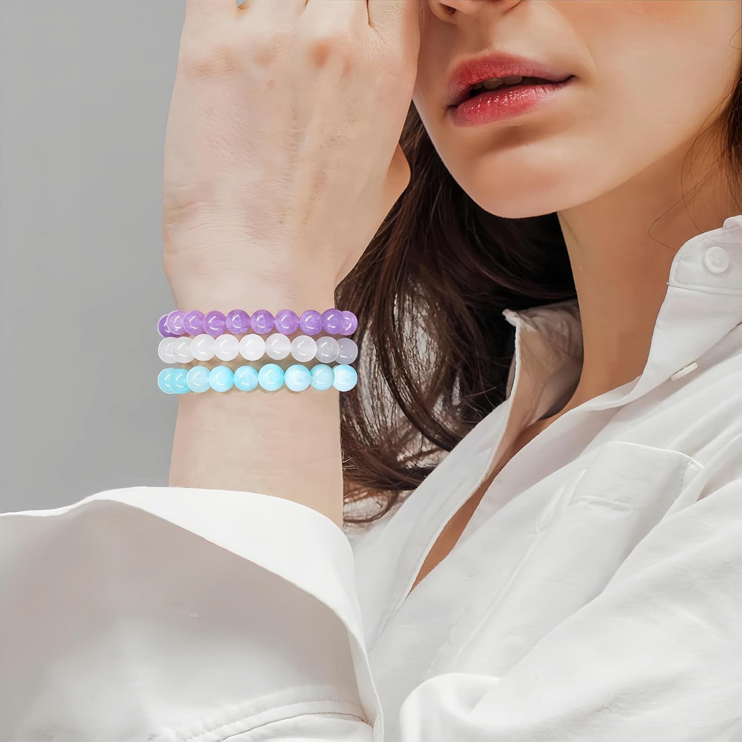 Healing Crystals Bracelet, Natural Gemstones Yoga Reiki Bangle, Anxiety bracelet for Its positive energy endows you with confidence and brings happiness and good luck image 2