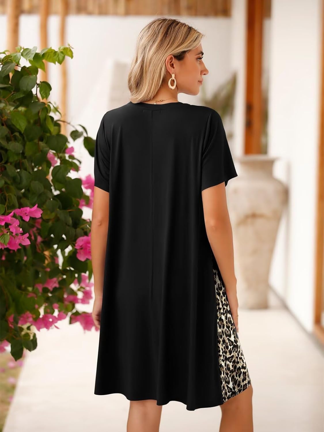 BELAROI Womens Plus Size Summer T Shirt Dresses Casual Swing Short Sleeve Patchwork Tunic Dress with Pockets - Image 5