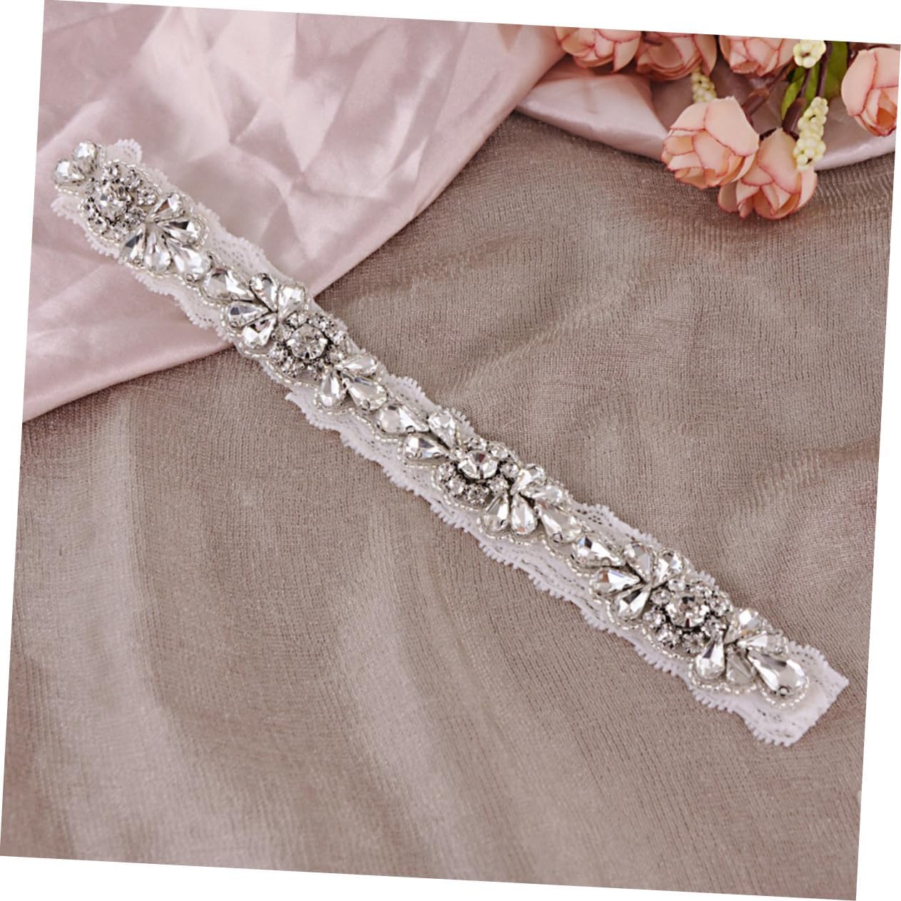 LIFKOME 1 Pair Wedding Bride Floral Bridal Crystal Foot Decor Lace Ring Rhinestone Leg Band Ornaments Accessory Wedding