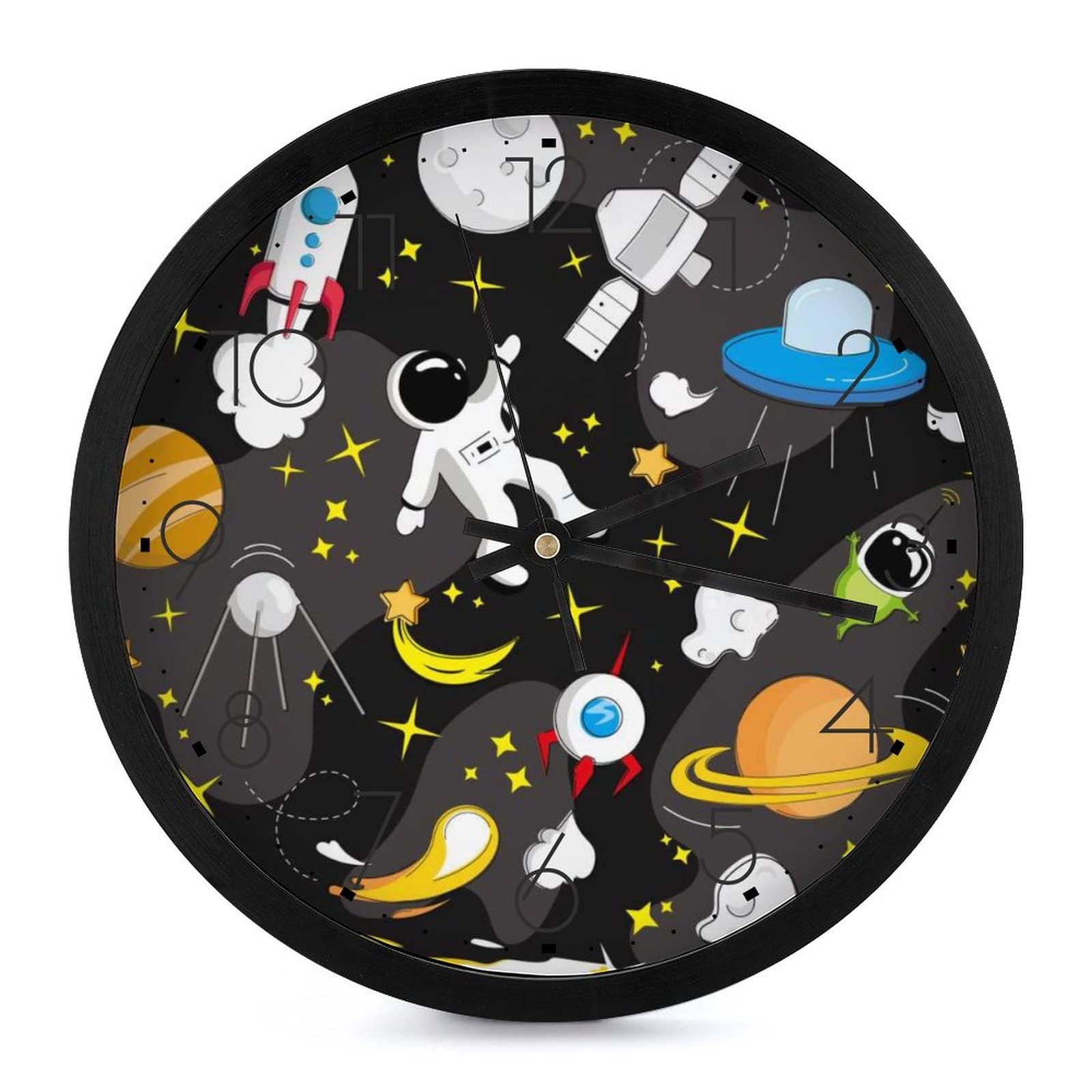Horloge murale ronde espace 25cm décorative à grands chiffres