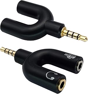 AAOTOKK 3.5mm Headphone Y Splitter Adapter Gold Plated 4 Pole 3.5mm Male to 3.5MM Headphone+Microphone (MIC) Female Plugs Audio Stereo Converter(2-Pack)