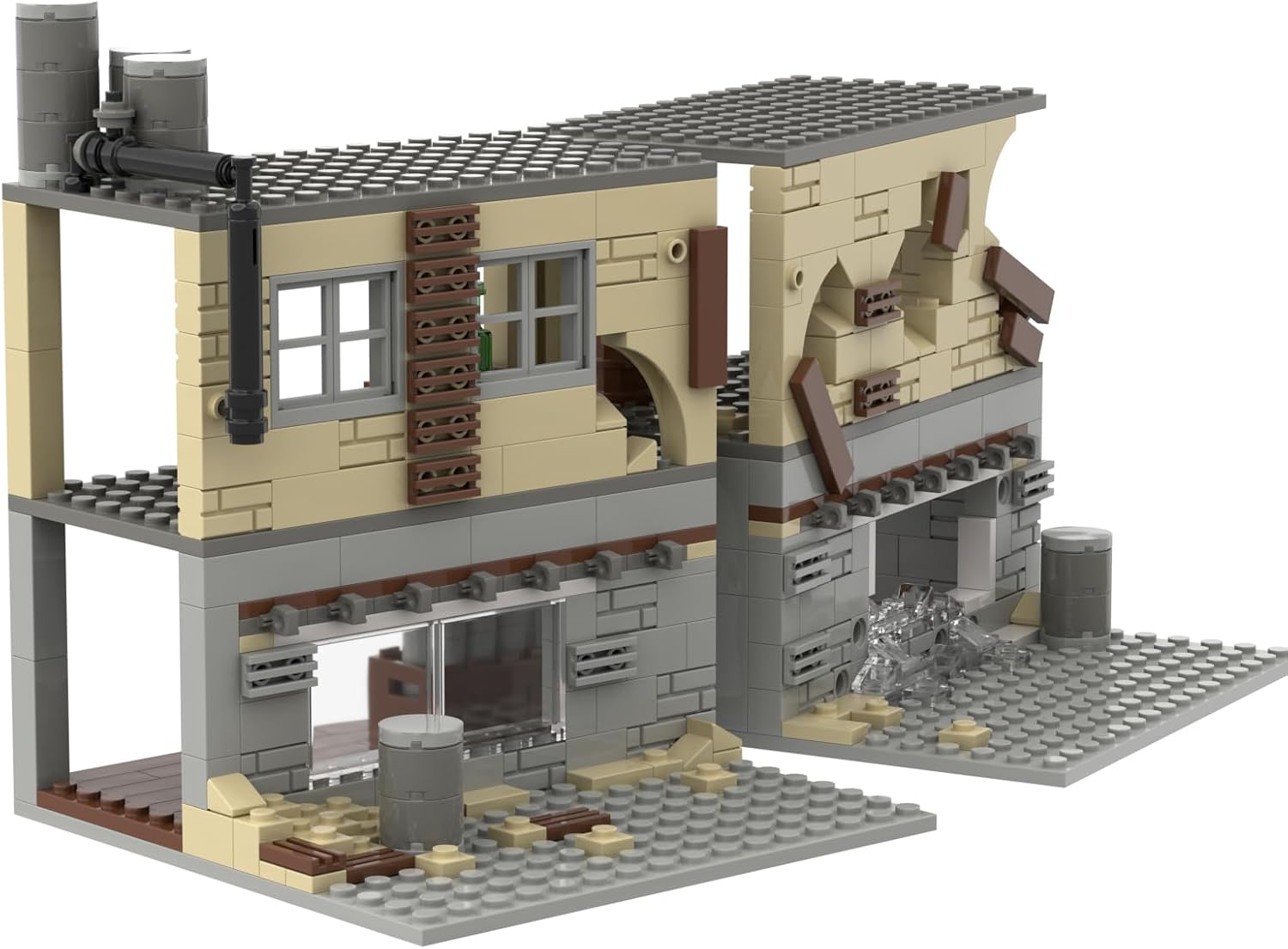 Jeamoc WW2 Military Ruins Building Block Set, 440 Pcs Parts Military Ruins Building Bricks Construction, WW2 Set