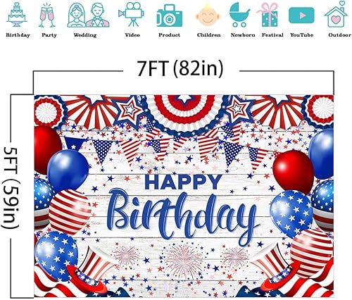 Miniatura 3 de Mocsicka Telón de fondo de cumpleaños del 4 de julio, bandera estadounidense, Día de la Independencia, fondo patriótico de estrellas y rayas,