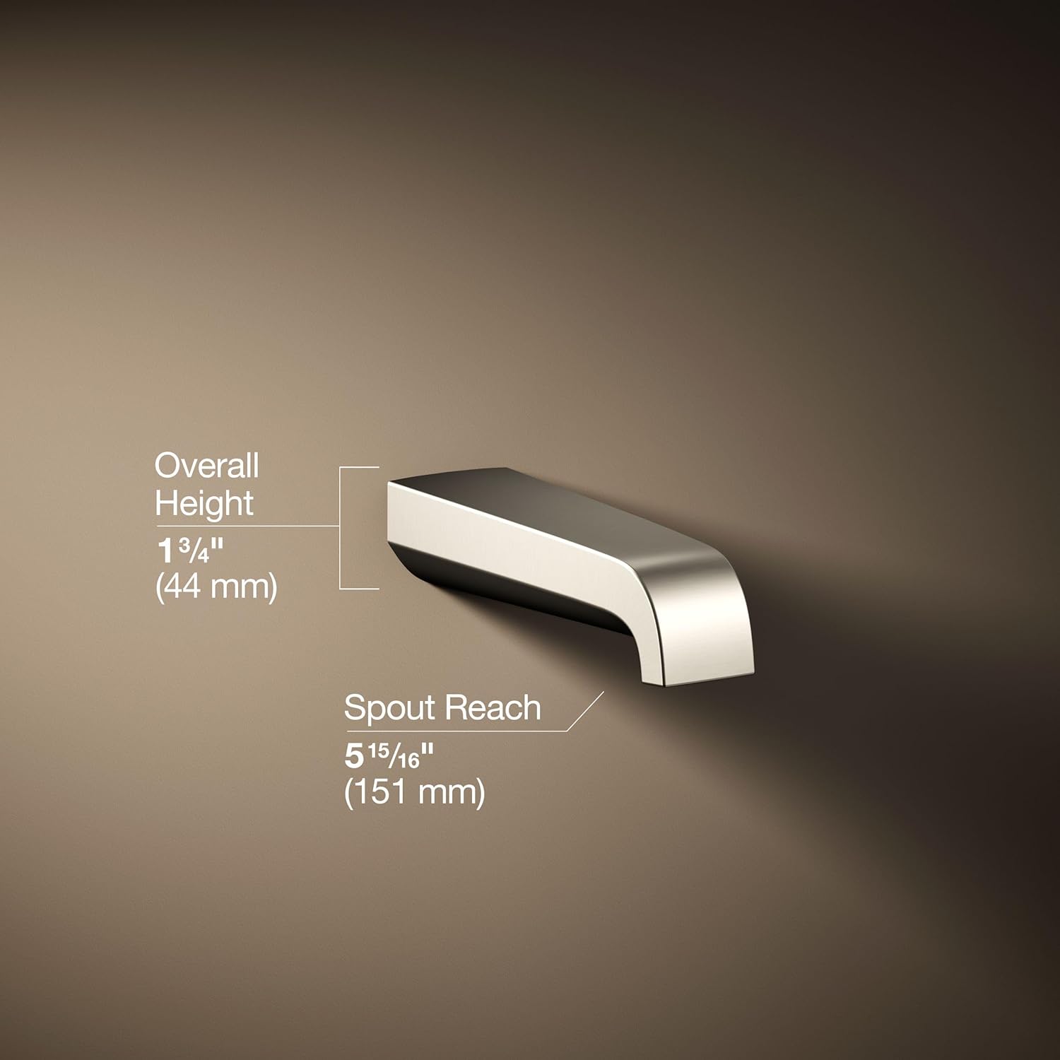 KOHLER K-30105-BN Pitch Wall-Mount Non-Diverter Bath Spout, Sleek Design, Corrosion Resistant, Vibrant Brushed Nickel