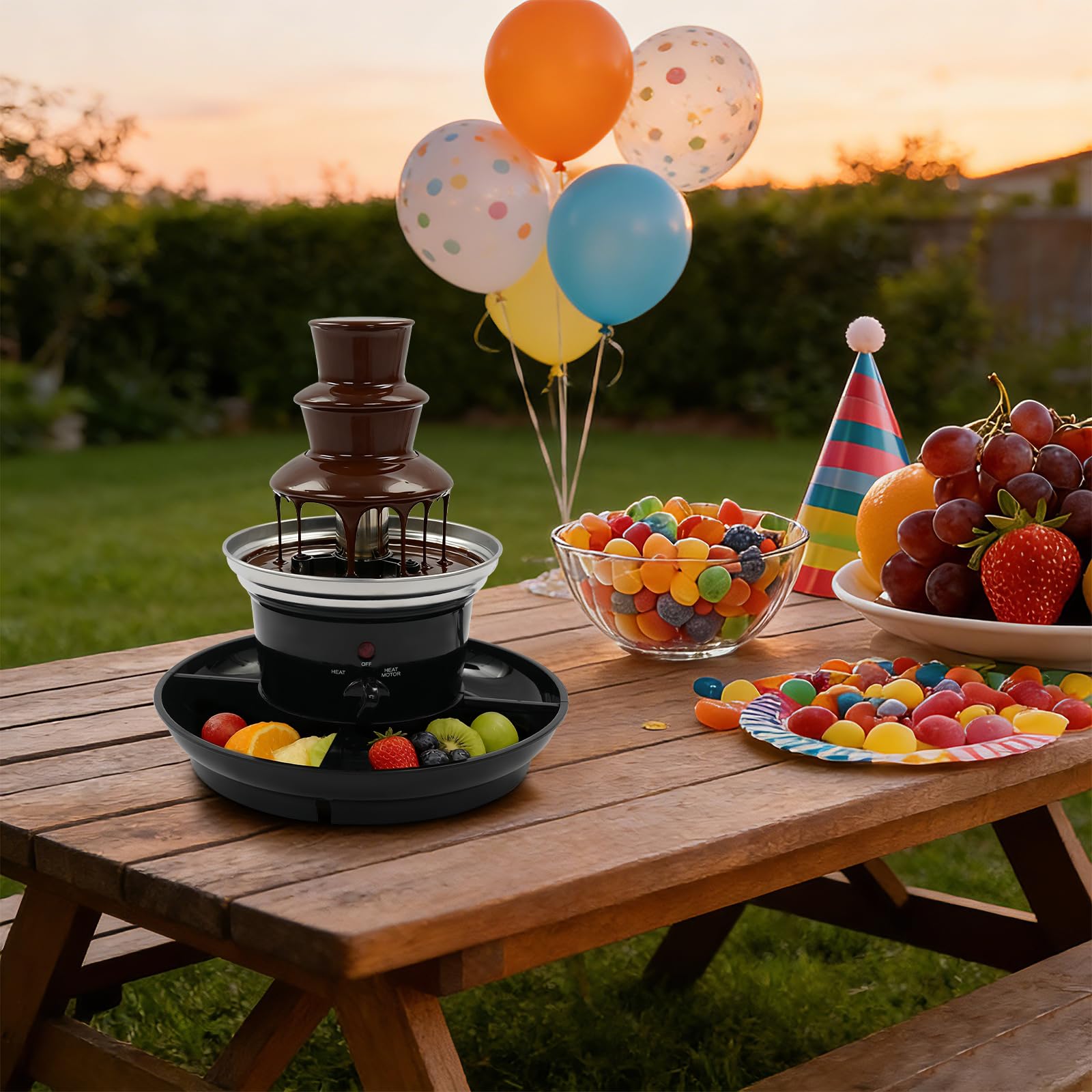 230V Schokobrunnen Edelstahl Schokoladenbrunnen Chocolate Fountain, Elektrische Fondue Schokofondue Schokoladenfondue, für Früchte und Gebäck