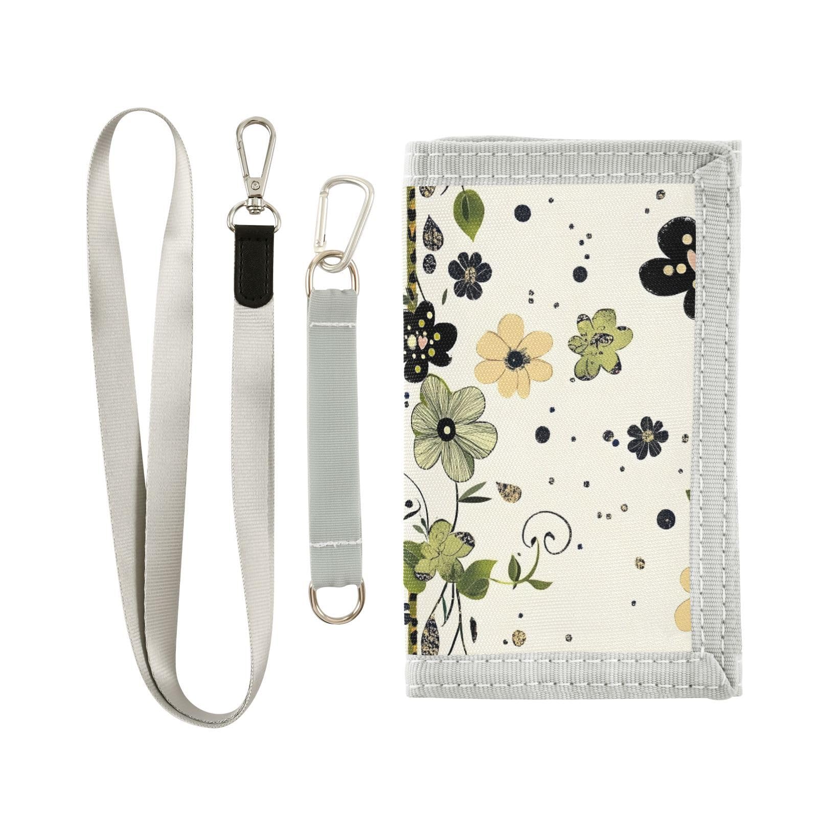 FOLIOSA Kids Wallet for Boys Girls Anime Floral Leaf Print Youth Wallet with Zipper Pocket Card Holders, Novelty Wallet 4.9×2.9 in