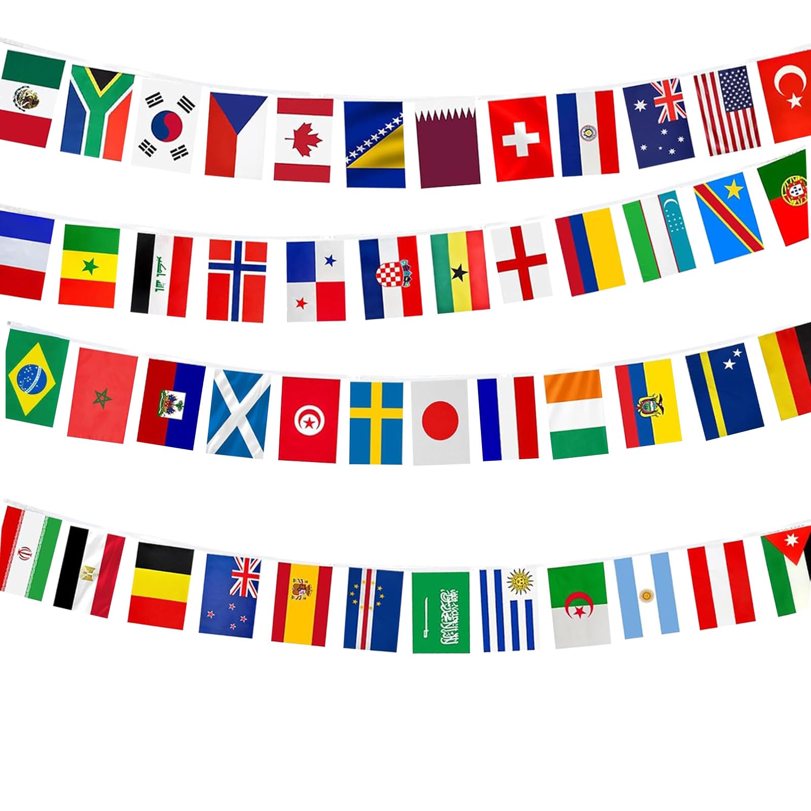 47ft/14.5m World Cup Flags Football Bunting 2026 for Party Decorations 2026,48 Teams Flags Double Sides Fabric Bunting Banner for Restaurant Bar Club Garden Street Party World Cup 2026 Decorations