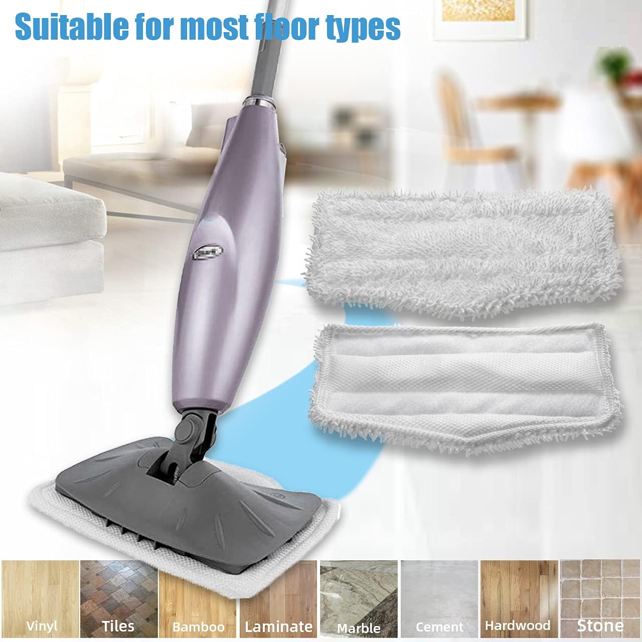 XIMOON Steam Mop Pads Replacement Washable Shark steamer & Spray Mop for SK410 SK435CO SK460 SK115 SK140 SK141 S3101 S3102 S3250 S3251 S1000 S1000A - 4 Pack