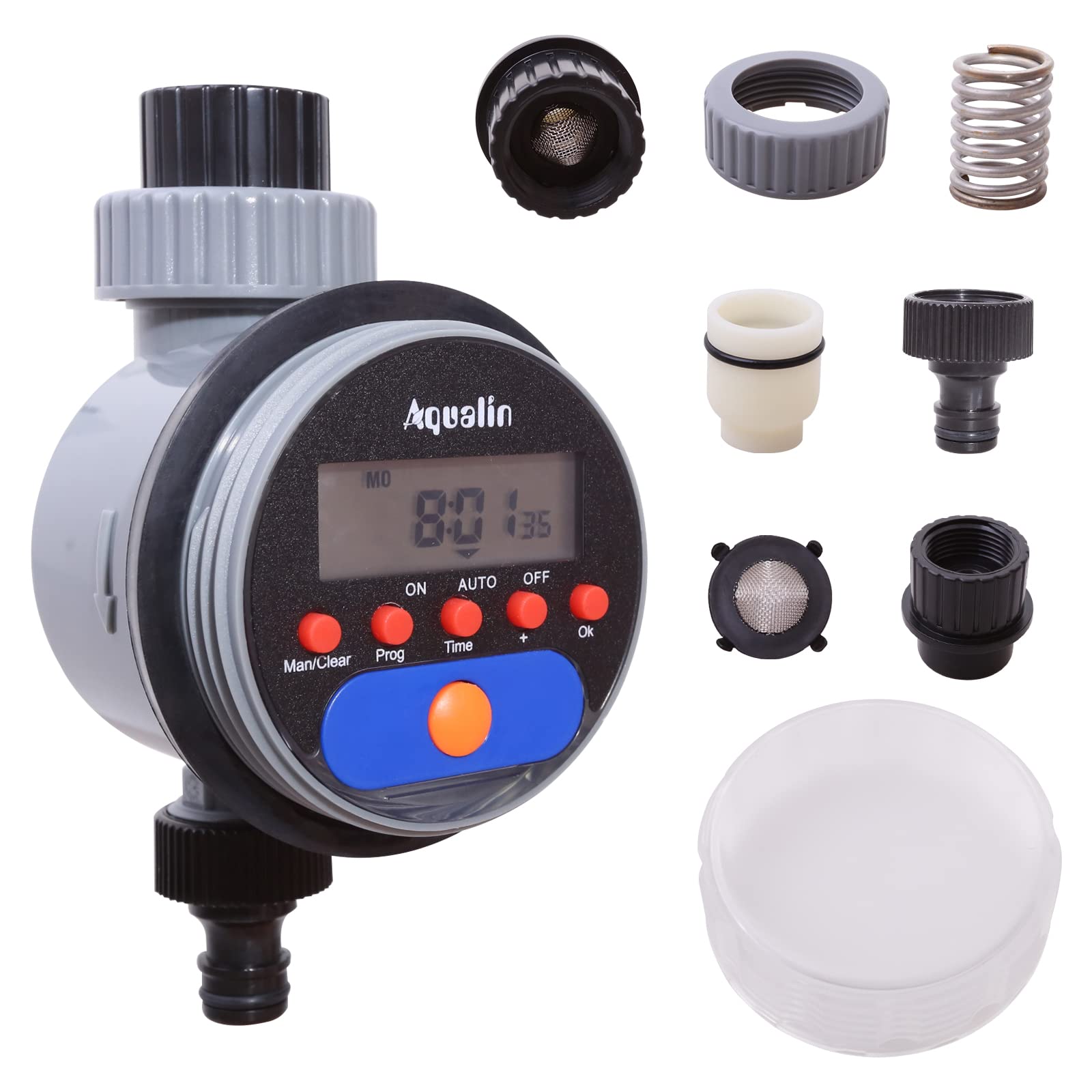 Reloj de riego con válvula de Bola, Ordenador de riego automático, actualización de Ordenador de Agua, Temporizador, Sistema de riego para jardín, Patio (con Pantalla)