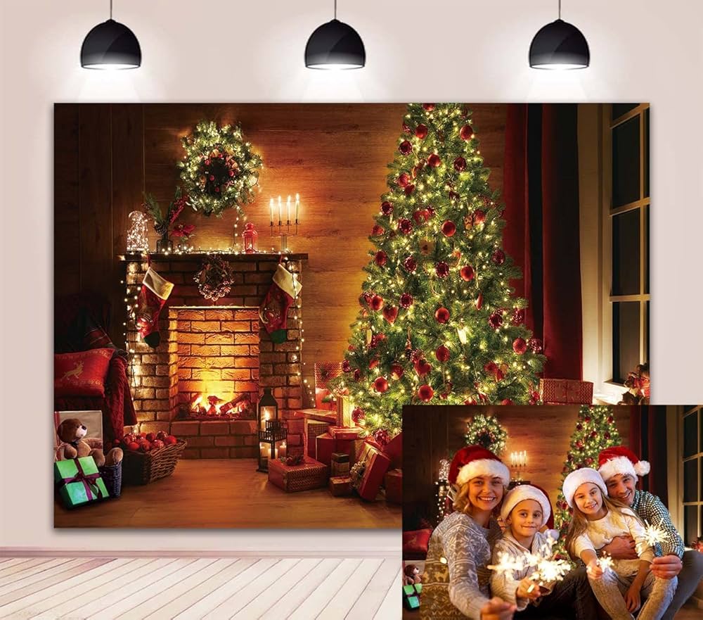 ファブリック 4x5フィート クリスマス背景幕 ツリー 冬 吊り下げ ファブリック 4x5フィート クリスマス背景幕 ツリー 冬 吊り下げ