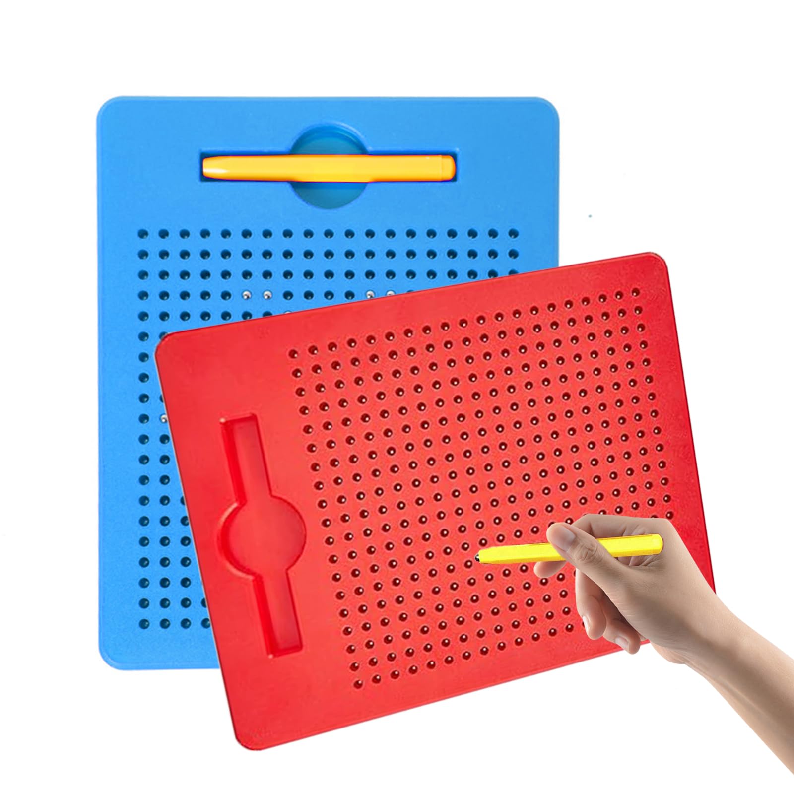 YATOSEEN Tablero Magnético De Bolitas Con Lápiz Imantado – Juguete Educativo Para Niños +3 Años, Tamaño Grande 315x255x15 Mm, Regalo Creativo Y Portátil (Rojo)