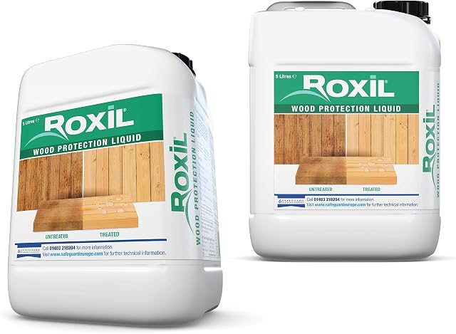 Roxil Wood Protection Liquid - 2x5 Litre - Weatherproofs and Protects Decks, Fences, Garden Furniture and Any Outdoor Timber