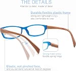 5Pack Reading Glasses Women Men,Square Lightweight Readers Comfort Spring Hinges