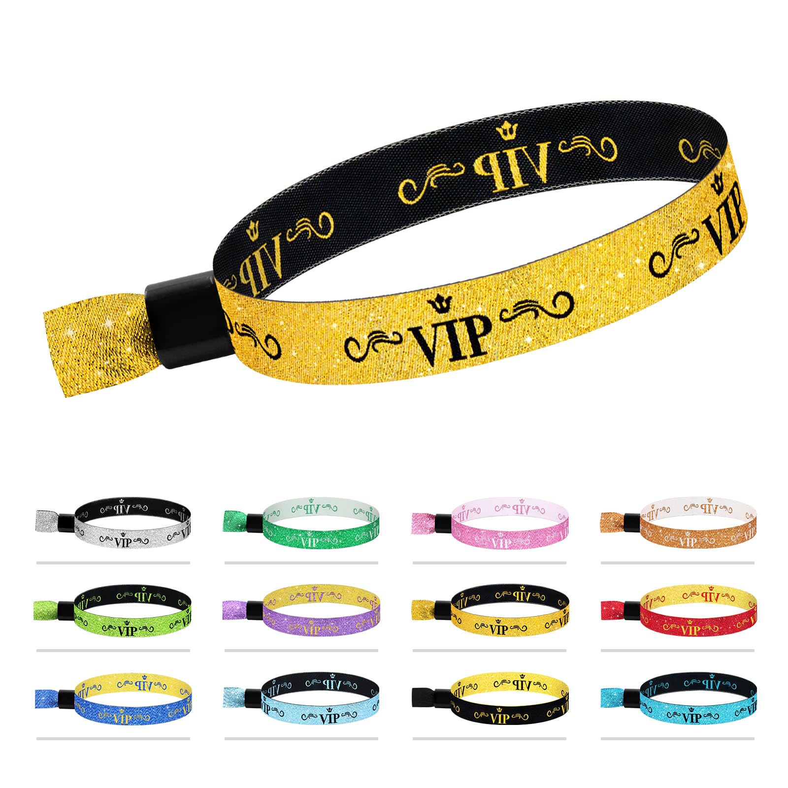 Comflora Event wristbands, 100 Pcs VIP Cloth Wristbands for Events, Durable, Lightweight, Gold, Identification-wristbands