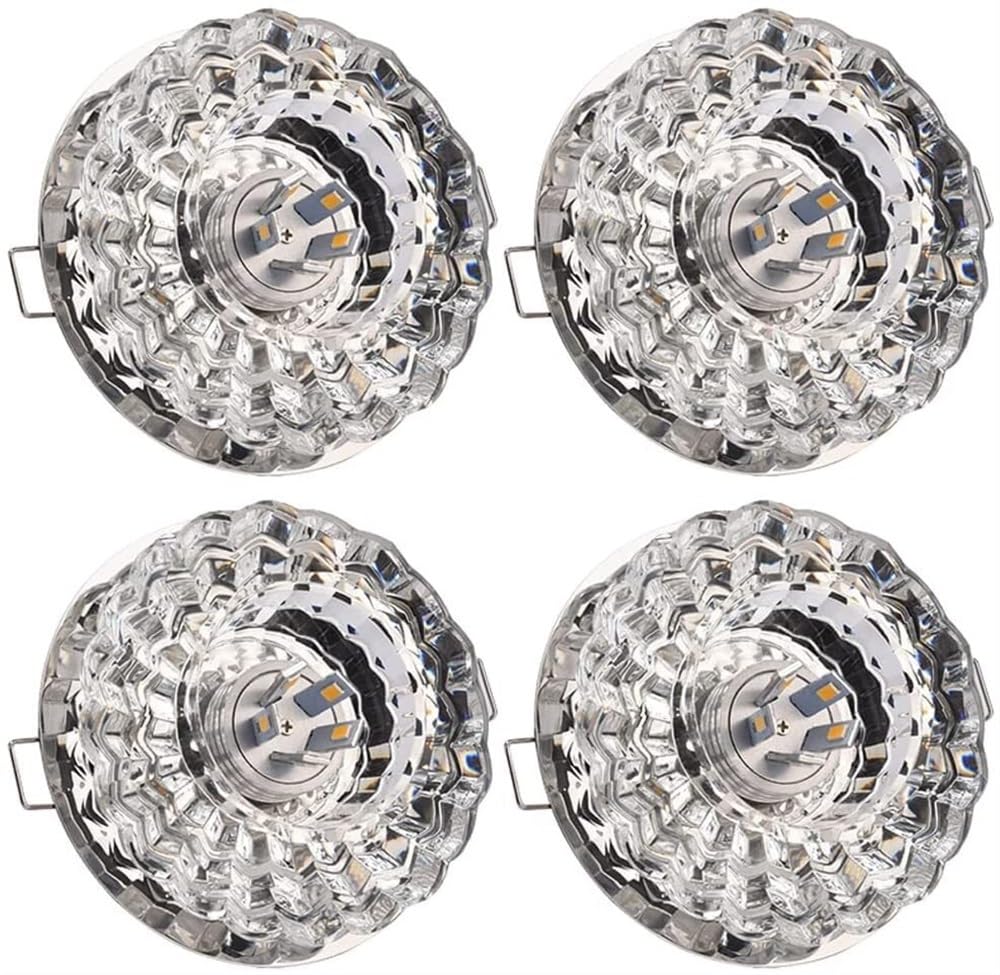 Hertl 4 Pack Led Crystal Can Downlight 2in-3.5in Baffle Trim Recessed Ceiling Lights 3W,5W Stainless Steel Eyeball Ceilling Potlight Wafer Light-3 Color Selectable(Color:5w,Size:Warm Light)