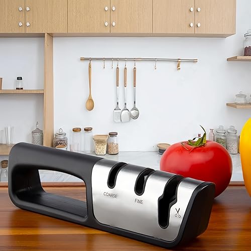Miniatura 6 de Afilador de cuchillos de 3 etapas para cuchillos de cocina, afilador profesional con ranuras gruesas, finas y para tijeras, abrasivos de diamante,