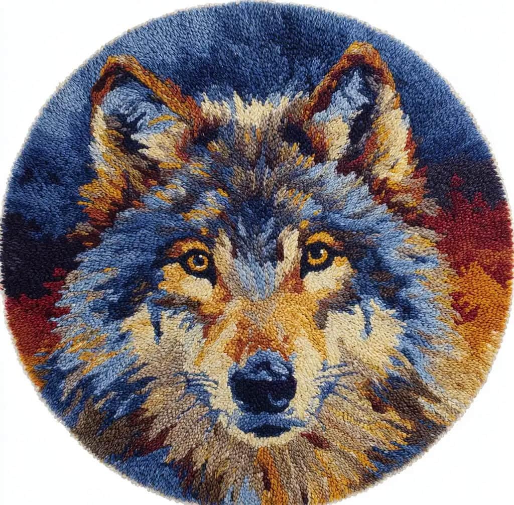 Kitquiver Latch Hook Rug Kit,Wolf 50X 50Cm