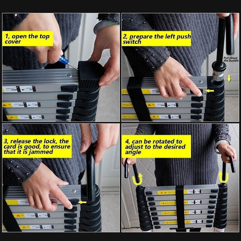 Aluminum Telescoping Ladder,for Industrial Household Daily Emergency Use Ladders with Detachable Hook Extension Ladder Stepladder