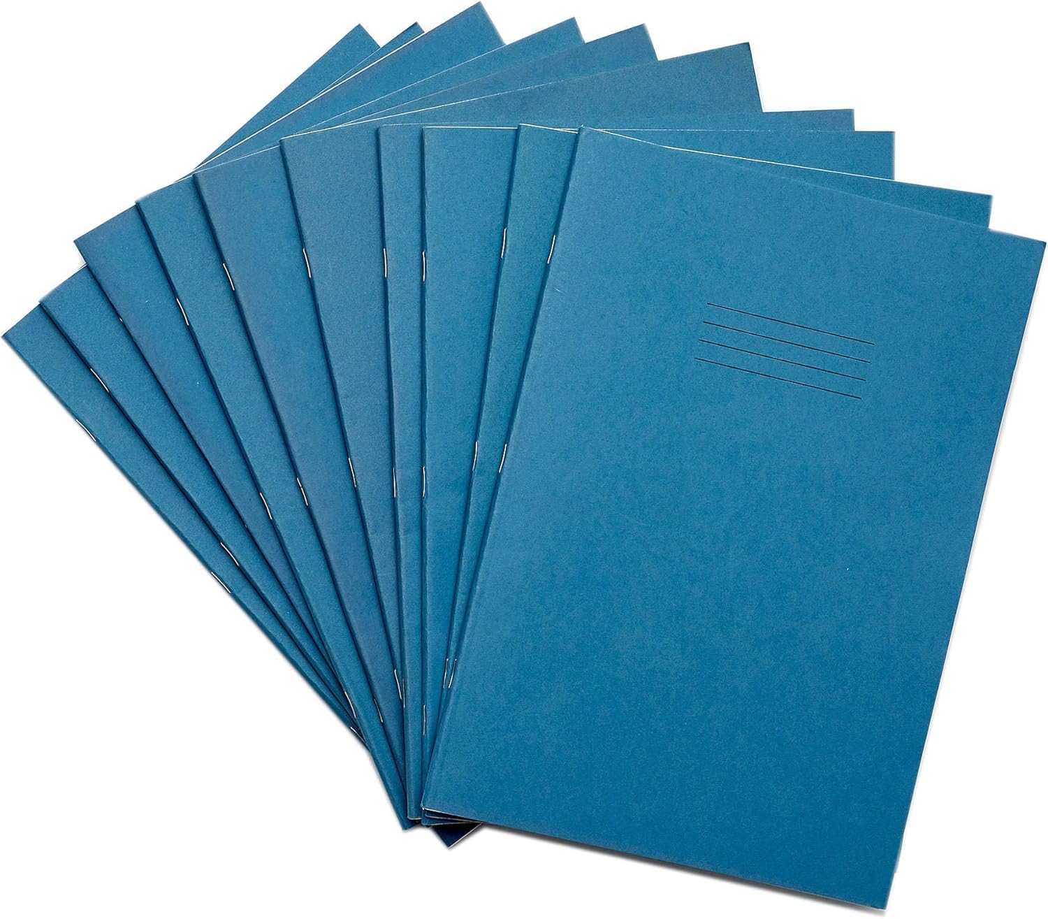 Rhino A4 Tinted Exercise Book, Light Blue Cover with Pink Coloured Paper, 50 Pack, 48 Page / 8mm Lined with Margin Dyslexia & SEN Notebook Aids & Resources
