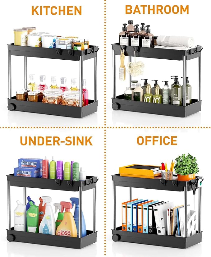Organizador Bajo Gabinete Estante 2 Niveles para Baño Blanco miniatura 6