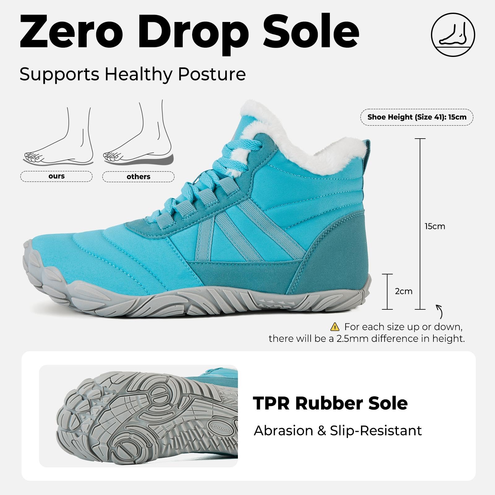 Mishansha Unisex Scarpe Invernali Barefoot Shoes Caldo Stivali Neve,Gr.36-48