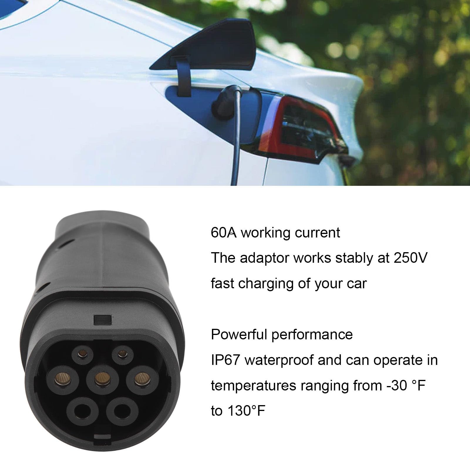 Adattatore per Caricabatteria da Auto per Model 3 Model Y Model S Model X, 250VAC 60A Postazione di Ricarica Portatile J1772, IP67 Adattatore per Caricabatteria da Auto