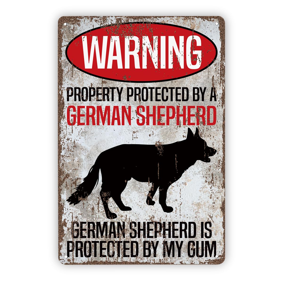 Beware Of Dog German Shepherd Tin Sign, 11.8x7.9in