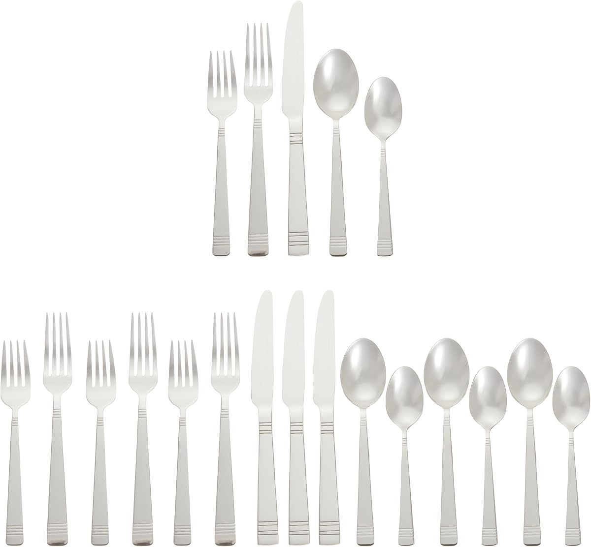 Silverware, 20-Piece Stainless Steel Flatware Set, Dishwasher Safe, Service for 4, Bistro