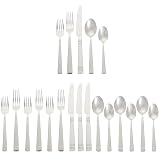 Amazon Basics Silverware, 20-Piece Stainless Steel Flatware Set, Dishwasher Safe, Service for 4, Bistro