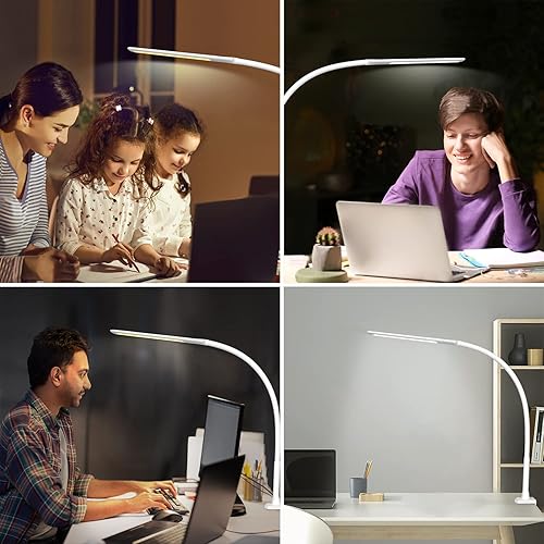 Miniatura 6 de YOUKOYI Lámpara de aumento LED de metal con brazo oscilante - 10 niveles de brillo, 3 modos de color, aumento 5X, lente de vidrio de 4.1 pulgadas de