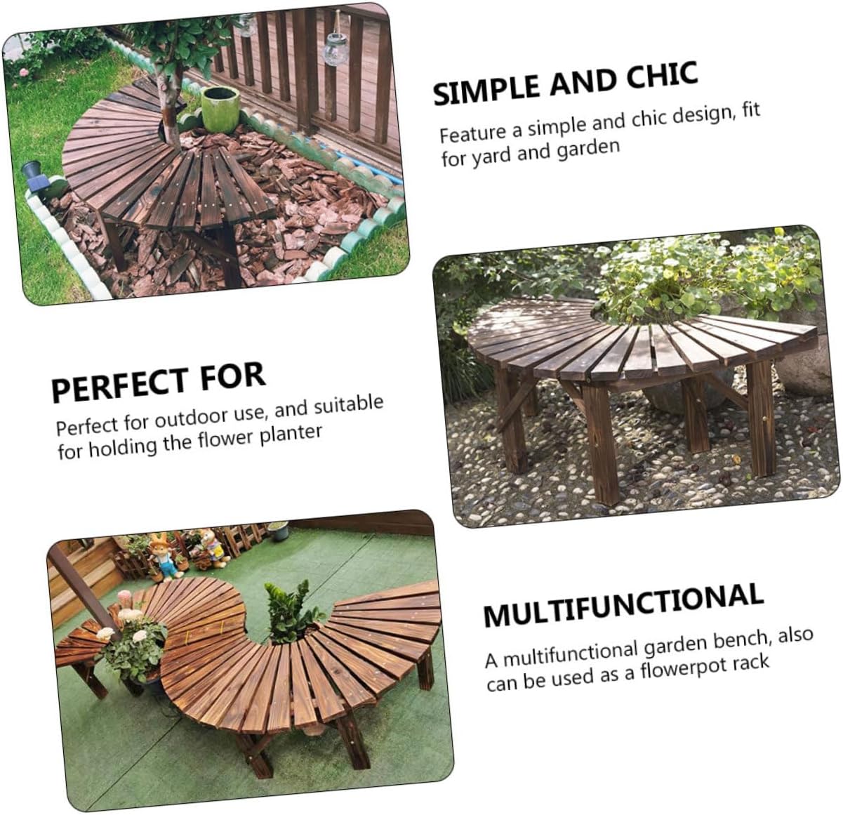 BESPORTBLE Outdoor Wooden Bench Multifunctional Garden Bench Flower Pot Shelf Storage Rack for Park