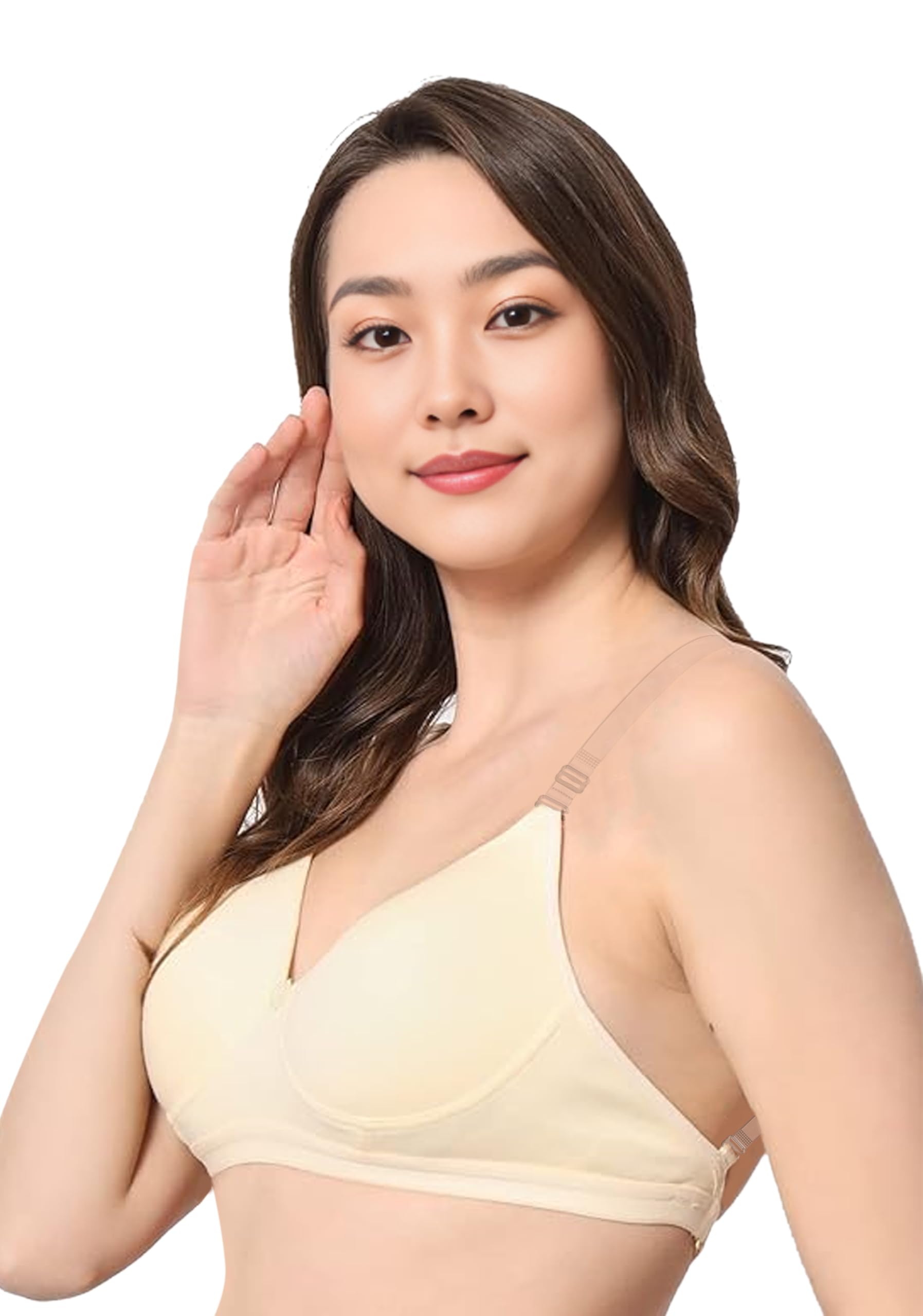 gozal Women Backless Cotton Blend Plunge Bra, Padded Wire Free with Removable Invisible Strap, Solid Pattern-picture-33